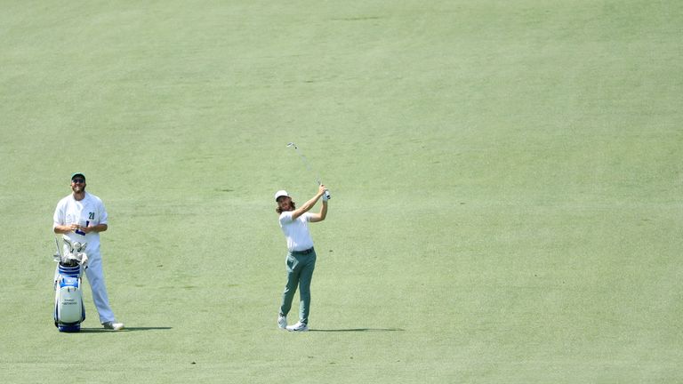 Tommy Fleetwood during a practice round prior to the start of the 2018 Masters Tournament at Augusta National Golf Club on April 3, 2018 in Augusta, Georgia.