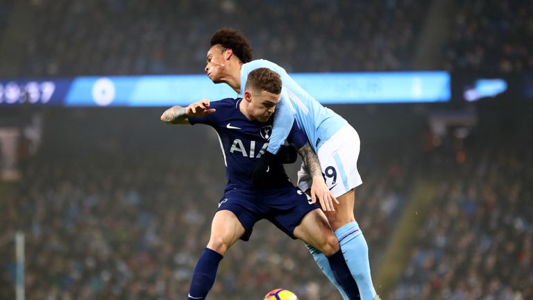  during the Premier League match between Manchester City and Tottenham Hotspur at Etihad Stadium on December 16, 2017 in Manchester, England.