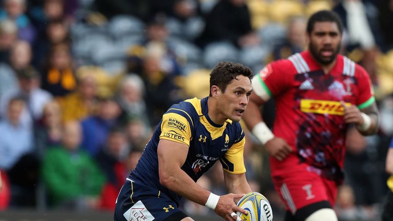 during the Aviva Premiership match between Worcester Warriors and Harlequins at Sixways Stadium on April 28, 2018 in Worcester, England.