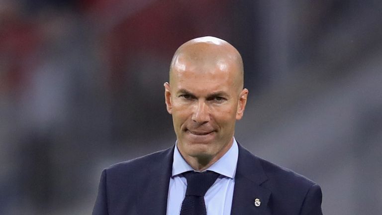 Zinedine Zidane during the UEFA Champions League Semi-Final, First Leg between Bayern Munich and Real Madrid at the Allianz Arena on April 25, 2018
