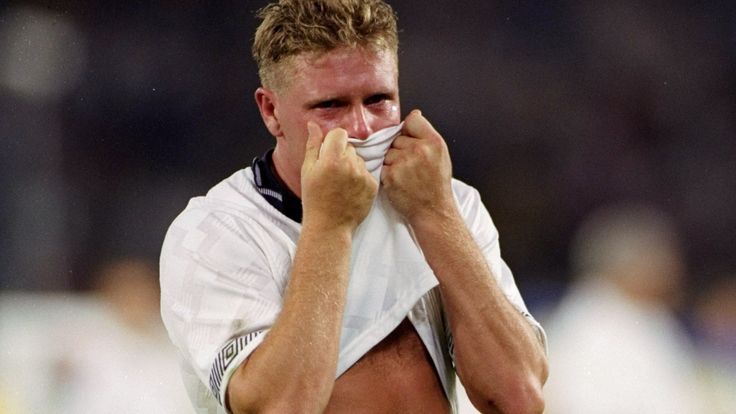 Paul Gascoigne bursts into tears during the World Cup 1990 semi-final with Germany.