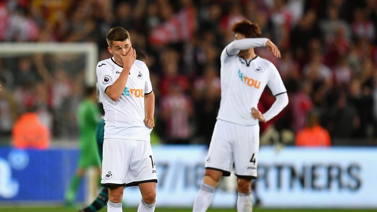  during the Premier League match between Swansea City and Southampton at Liberty Stadium on May 8, 2018 in Swansea, Wales.