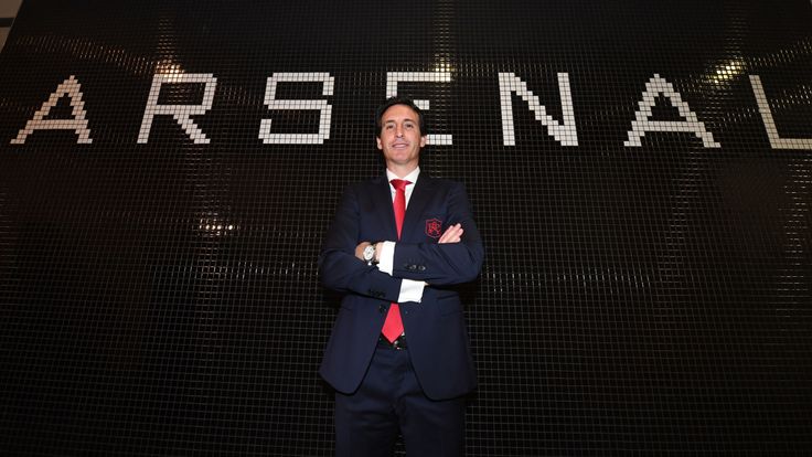 New Head Coach of Arsenal, Unai Emery poses for photographs at the Emirates Stadium on May 23, 2018