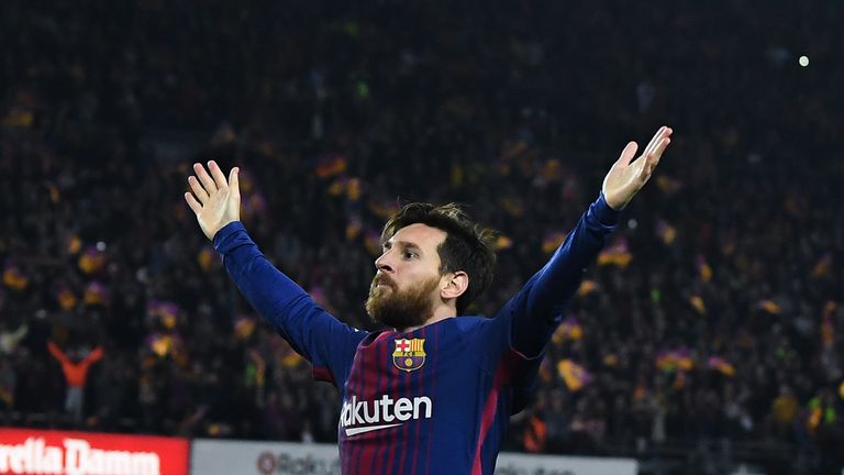 Lionel Messi during the La Liga match between Barcelona and Real Madrid at Camp Nou on May 6, 2018 in Barcelona, .