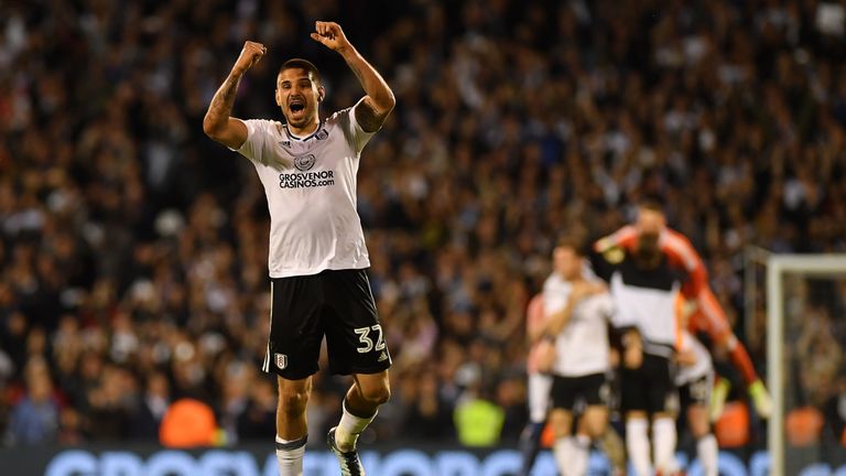  during the Sky Bet Championship Play Off Semi Final, second leg match between Fulham and Derby County at Craven Cottage on May 14, 2018 in London, England.
