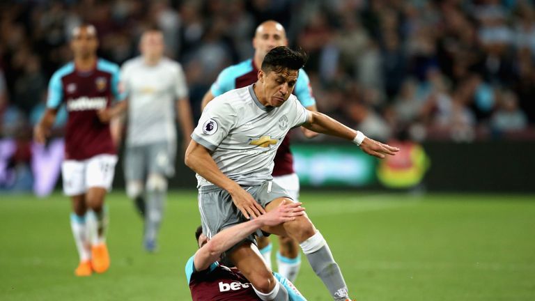 during the Premier League match between West Ham United and Manchester United at London Stadium on May 10, 2018 in London, England.