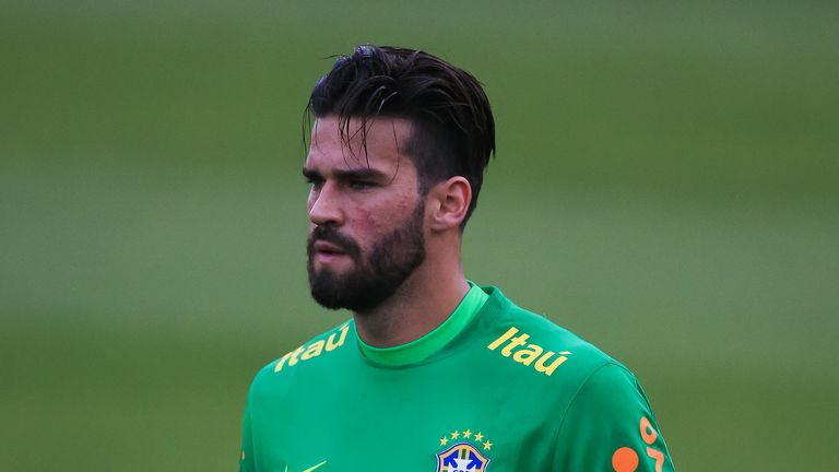 Alisson training with Brazil