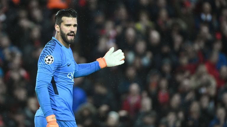 Roma goalkeeper Alisson during the UEFA Champions League semi-final, first leg against Liverpool at Anfield on April 24, 2018