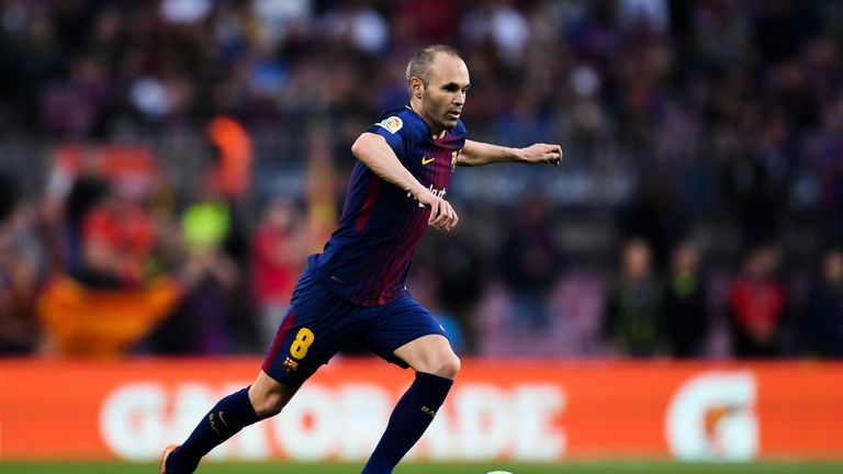 Andres Iniesta in action during the La Liga match between Barcelona and Villareal