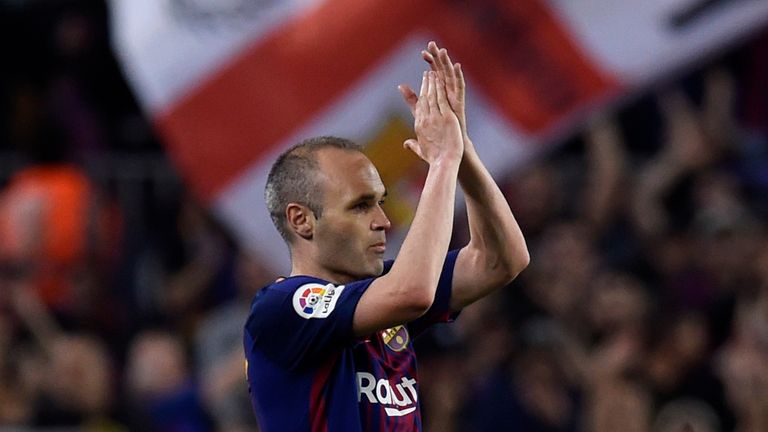 Andres Iniesta during the La Liga match between Barcelona and Real Madrid at Camp Nou on May 6, 2018 in Barcelona, Spain.