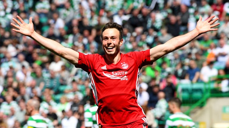 Aberdeen's Andrew Considine celebrates putting the away side ahead