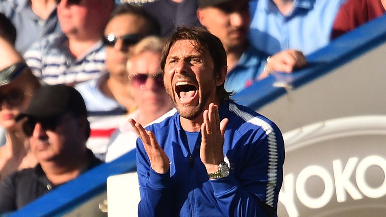 Antonio Conte shouts from the touchline at Stamford Bridge