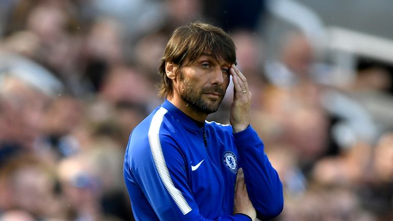 Antonio Conte looks on from the touchline at St James' Park