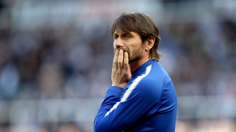 Antonio Conte looks on from the touchline at St James' Park