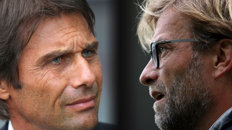 Antonio Conte's Chelsea go head-to-head with Jurgen Klopp's Liverpool on Sunday