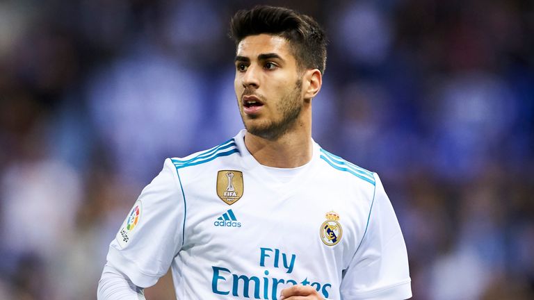 Marco Asensio of Real Madrid reacts during the La Liga match between Malaga CF and Real Madrid CF at Estadio La Rosaleda on April 15, 2018