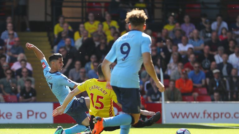 Ayoze Perez scores Newcastle's first goal against Watford
