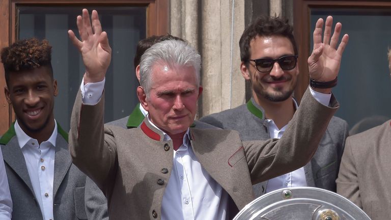 Jupp Heynckes leads the celebrations at Bayern Munich's title party