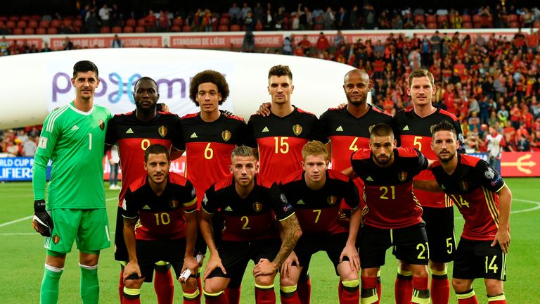 Image of the Belgium squad in 2017 ahead of the World Cup qualifier against Gibraltar