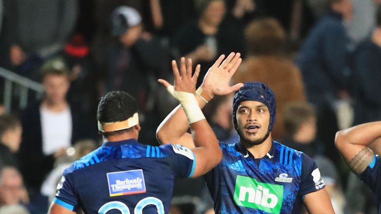 Celebrations after the Waratahs' and Blues' Super Rugby encounter