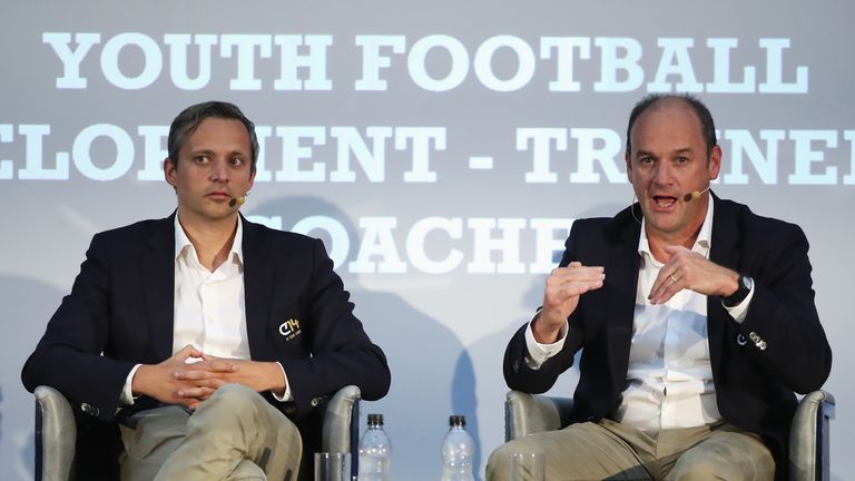 Ruben Jongkind and Bob Browaeys during day 2 of the Soccerex Global Convention at Manchester Central Convention Complex on September 5, 2017 in Manchester, England.