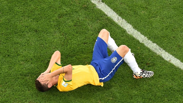 during the 2014 FIFA World Cup Brazil Semi Final match between Brazil and Germany at Estadio Mineirao on July 8, 2014 in Belo Horizonte, Brazil.