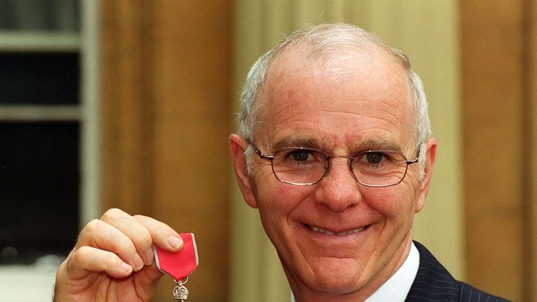 Boxing trainer Brendan Ingle displays his MBE, which was presented to him by the Prince of Wales at an investitures ceremony in Buckingham Palace in 1999