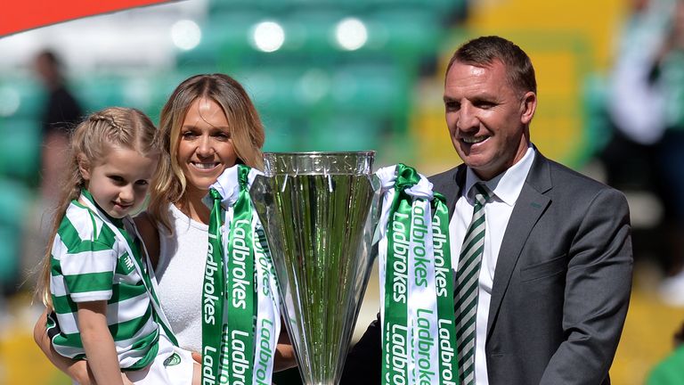 Brendan Rodgers' side received the Premiership trophy at Parkhead
