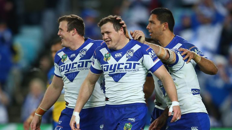 during the round 19 NRL match between the Parramatta Eels and the Canterbury Bulldogs at ANZ Stadium on July 17, 2015 in Sydney, Australia.