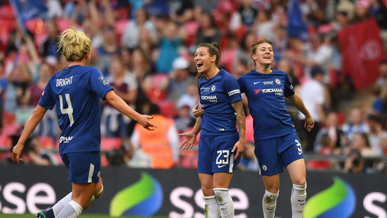 Ramona Bachmann celebrates scoring Chelsea's 2nd goal in the FA Cup win over Arsenal