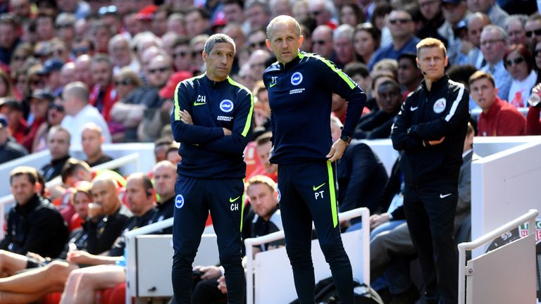  during the Premier League match between Liverpool and Brighton and Hove Albion at Anfield on May 13, 2018 in Liverpool, England.