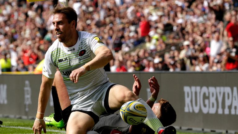  during the Aviva Premiership Final between Saracens and Exeter Chiefs at Twickenham Stadium on May 26, 2018 in London, England.