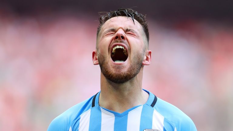  during the Sky Bet League Two Play Off Final between Coventry City and Exeter City at Wembley Stadium on May 28, 2018 in London, England.