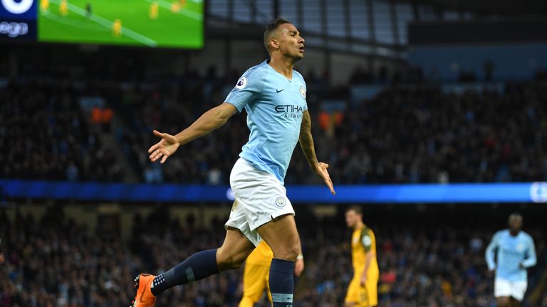 Danilo celebrates after giving Manchester City the lead