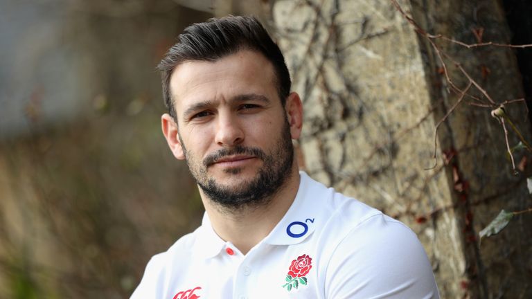 during the England media session held at Pennyhill Park on February 8, 2018 in Bagshot, England.