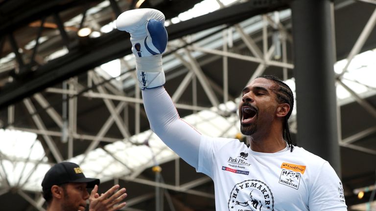 David Haye during the workout at Spitalfields Market, London.