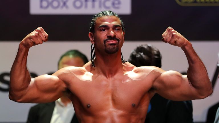   during the Weigh in ahead of the Heavyweight fight between Tony Bellew and David Haye at O2 Indigo on May 4, 2018 in London, England.