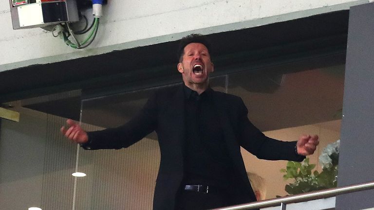Diego Simeone during the UEFA Europa League Semi Final second leg match between Atletico Madrid  and Arsenal FC at Estadio Wanda Metropolitano on May 3, 2018 in Madrid, Spain.
