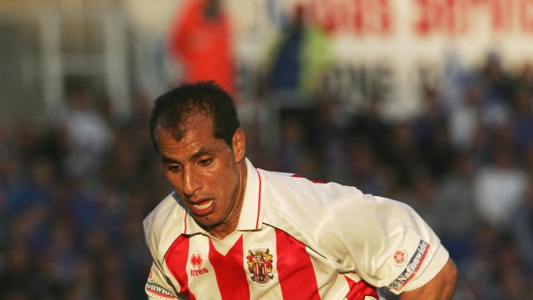 STOKE, ENGLAND - MAY 14:  Dino Maamria of Stevenage Borough in action during the Nationwide Conference Play Off Final between Stevenage and Carlisle United at Britannia Stadium on May 14, 2005 in Stoke, England.  (Photo by Stu Forster/Getty Images) *** Local Caption *** Dino Maamria