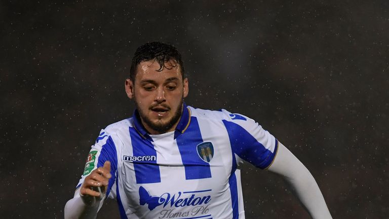 Drey Wright during the Carabao Cup First Round match between Colchester United and Aston Villa at Colchester Community Stadium on August 9, 2017 in Colchester, England.