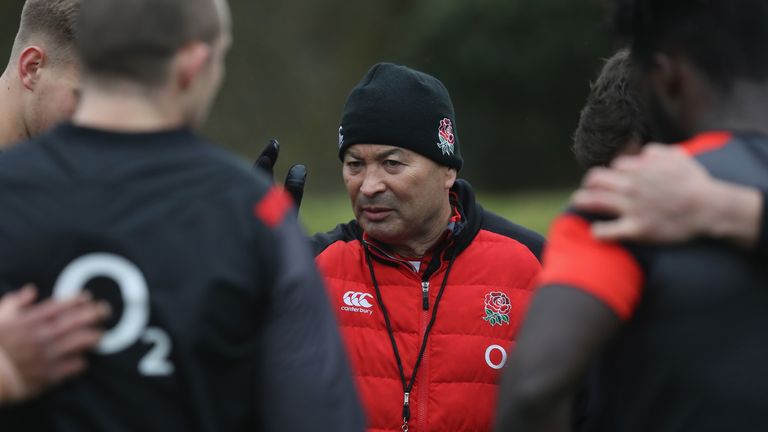 during the England training session held at Pennyhill Park on February 20, 2018 in Bagshot, England.