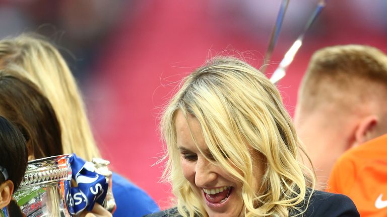  during the SSE Women's FA Cup Final match between Arsenal Women and Chelsea Ladies at Wembley Stadium on May 5, 2018 in London, England.