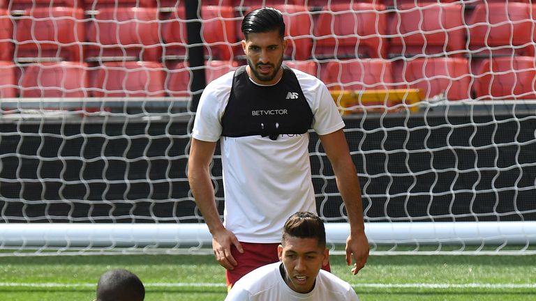 Emre Can returns to training with Liverpool ahead of the Champions League final with Real Madrid.