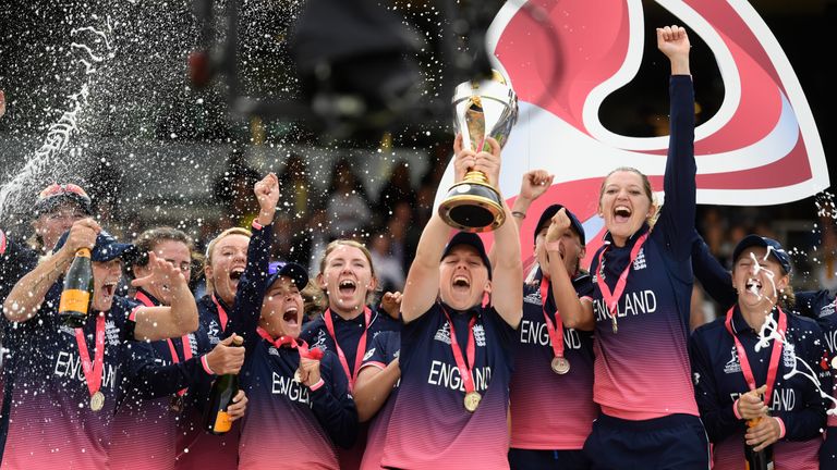 during the ICC Women's World Cup 2017 Final between England and India at Lord's Cricket Ground on July 23, 2017 in London, England.