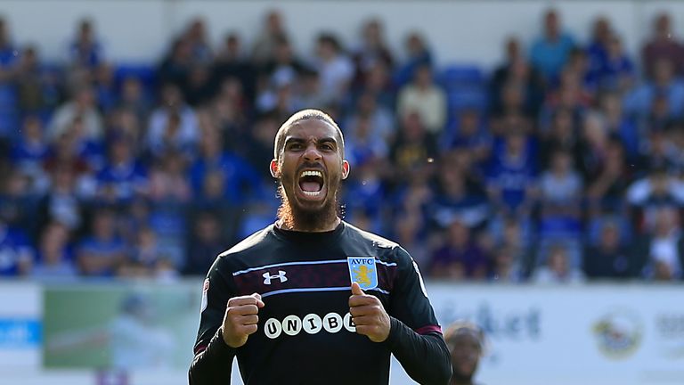 Lewis Grabban celebrates scoring a goal against Ipswich