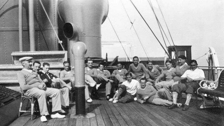 The France team sailing to the 1930 World Cup