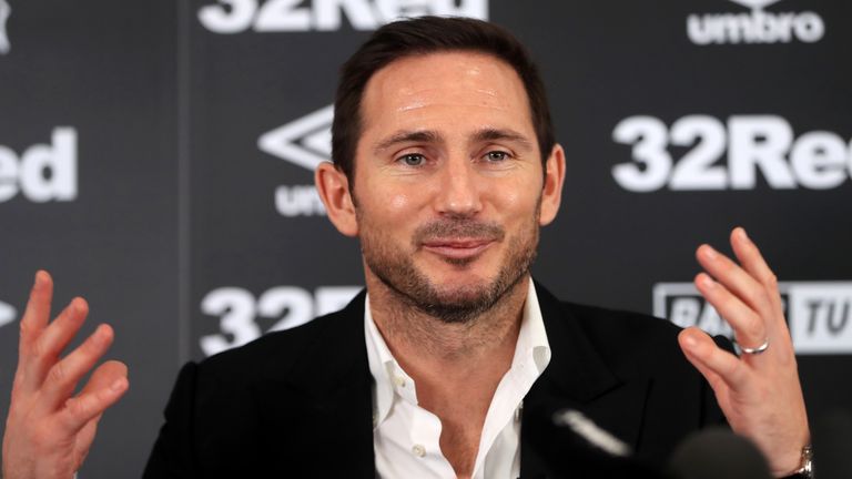 New Derby County manager Frank Lampard during the press conference at Pride Park Stadium, Derby. PRESS ASSOCIATION Photo. Picture date: Thursday May 31, 2018
