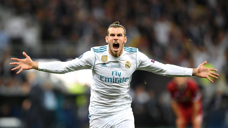 Gareth Bale celebrates after his stunning over-head kick