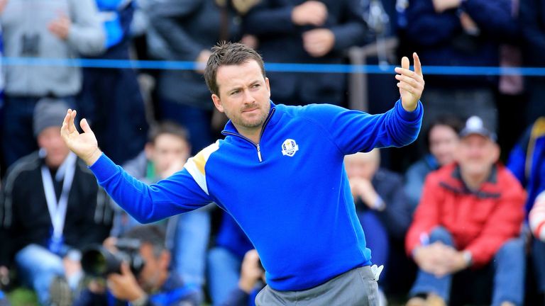 during the Singles Matches of the 2014 Ryder Cup on the PGA Centenary course at the Gleneagles Hotel on September 28, 2014 in Auchterarder, Scotland.