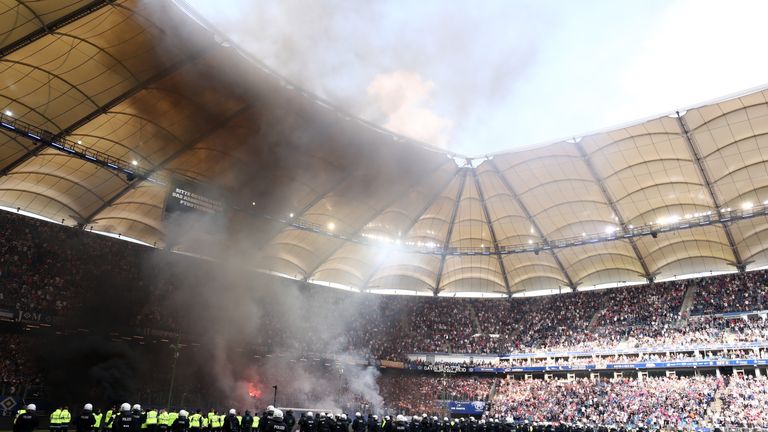  during the Bundesliga match between Hamburger SV and Borussia Moenchengladbach at Volksparkstadion on May 12, 2018 in Hamburg, Germany.